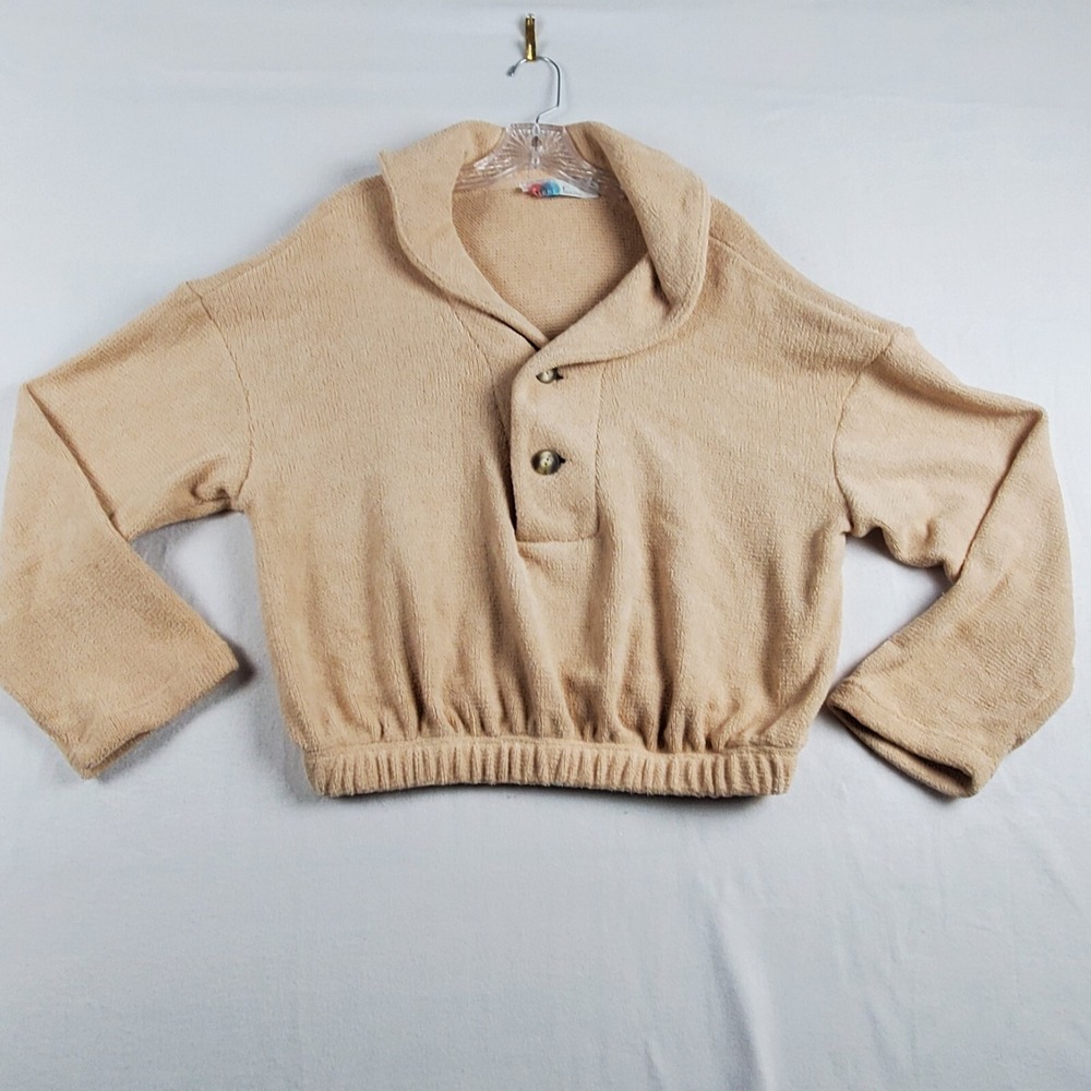 Free People Beach‎ Sweater Women Small Beige Polyester Button Shawl Neck
